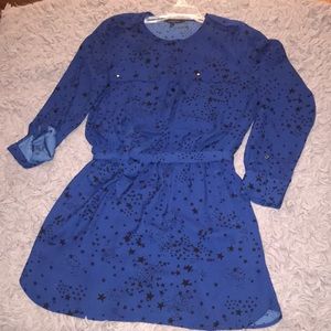 Banana Republic Blue And Star Print Shirt Dress